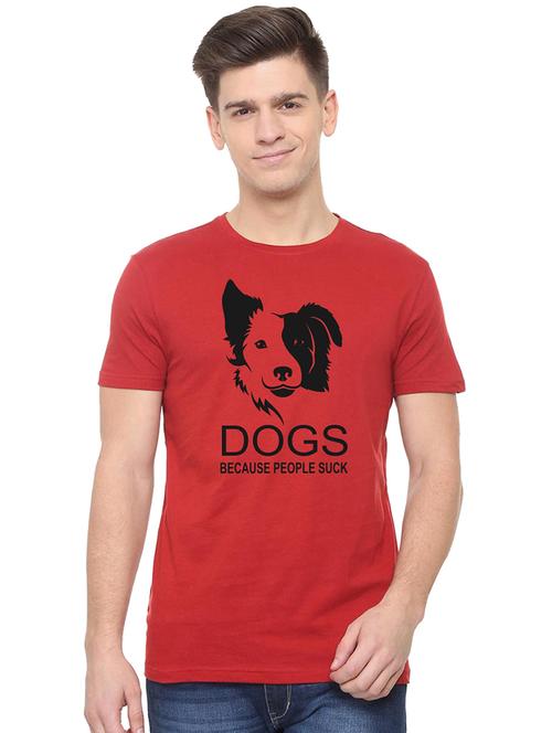 red typographic chest print t-shirt - 16563312 - Standard Image - 0