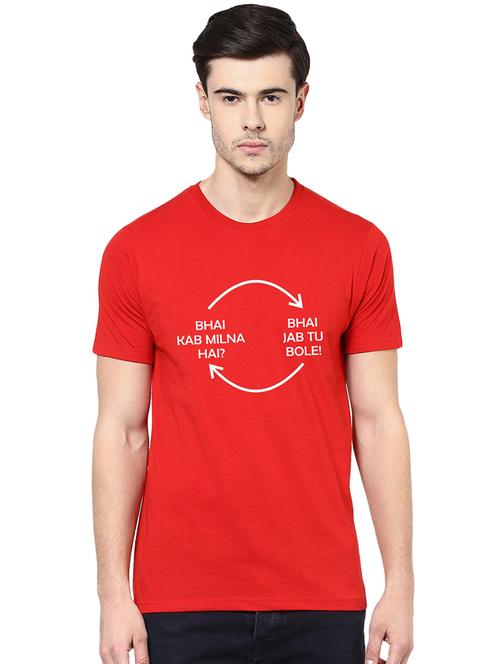 red typographic chest print t-shirt - 16563332 - Standard Image - 0