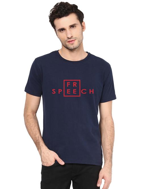 navy blue typographic chest print t-shirt - 16563371 -  Standard Image - 0