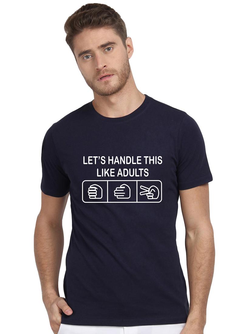 navy blue typographic chest print t-shirt - 16563375 - Zoom Image - 0
