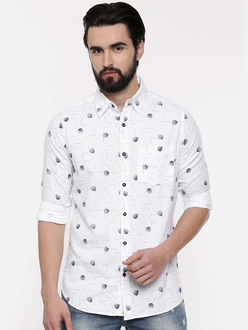 white printed casual shirt