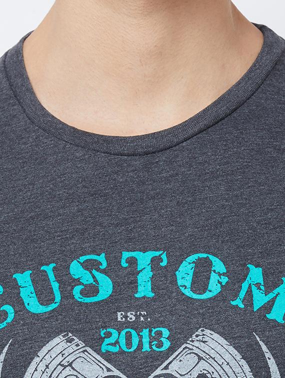 grey chest print t-shirt - 16563802 - Standard Image - 3