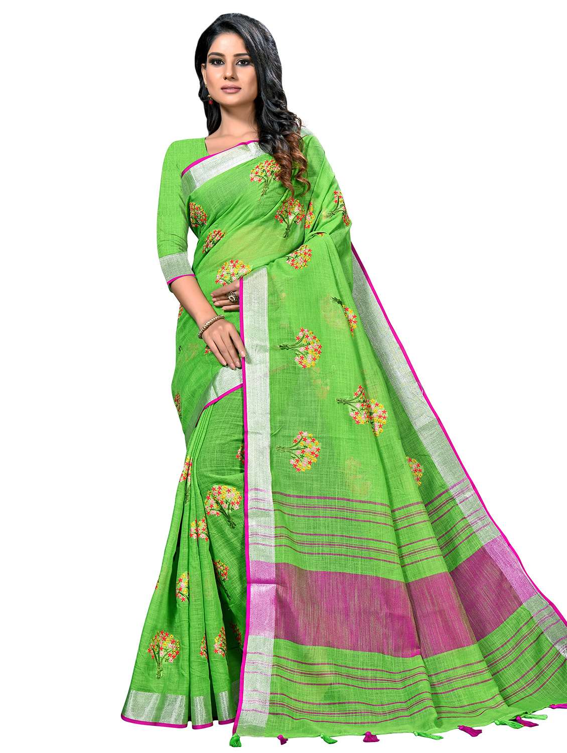 embroidered mysore silk saree with blouse