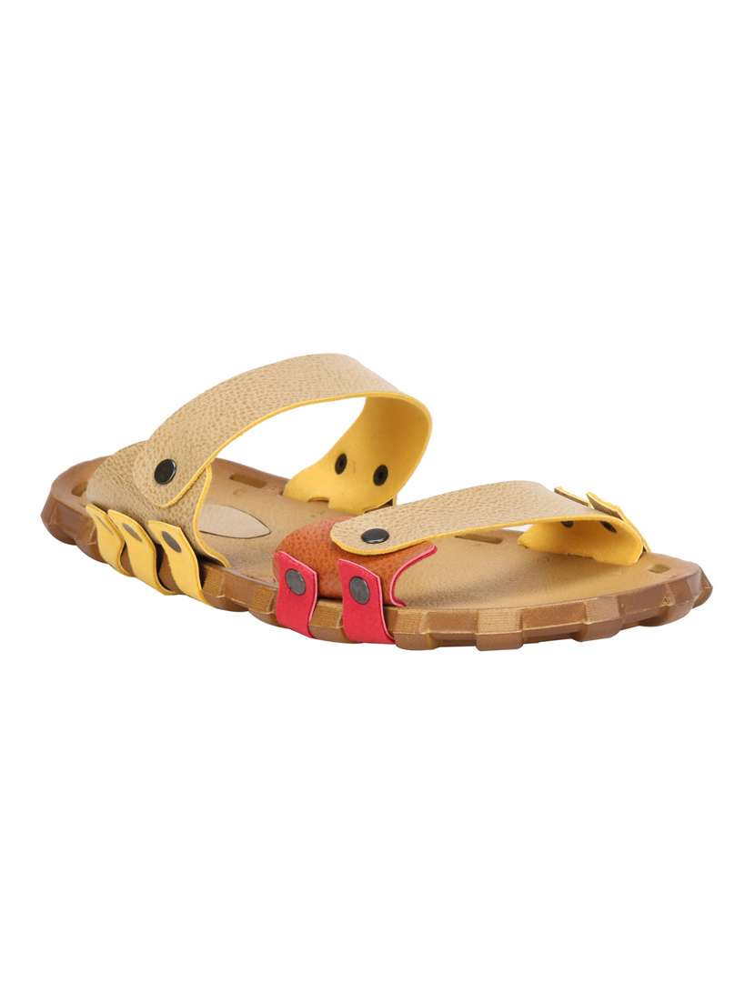 hip street yellow leatherette slip on slippers