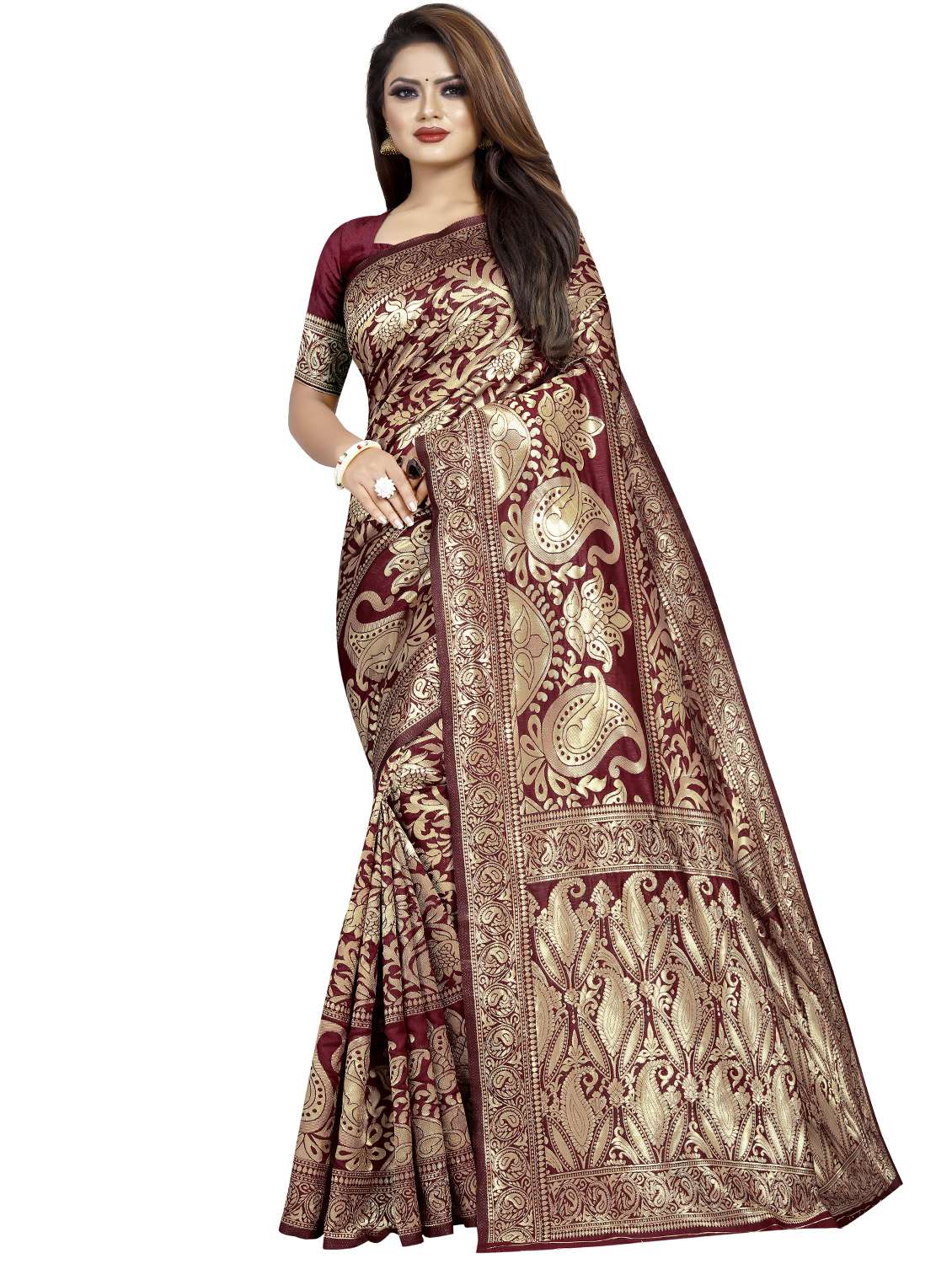 self-design kanjivaram saree with blouse