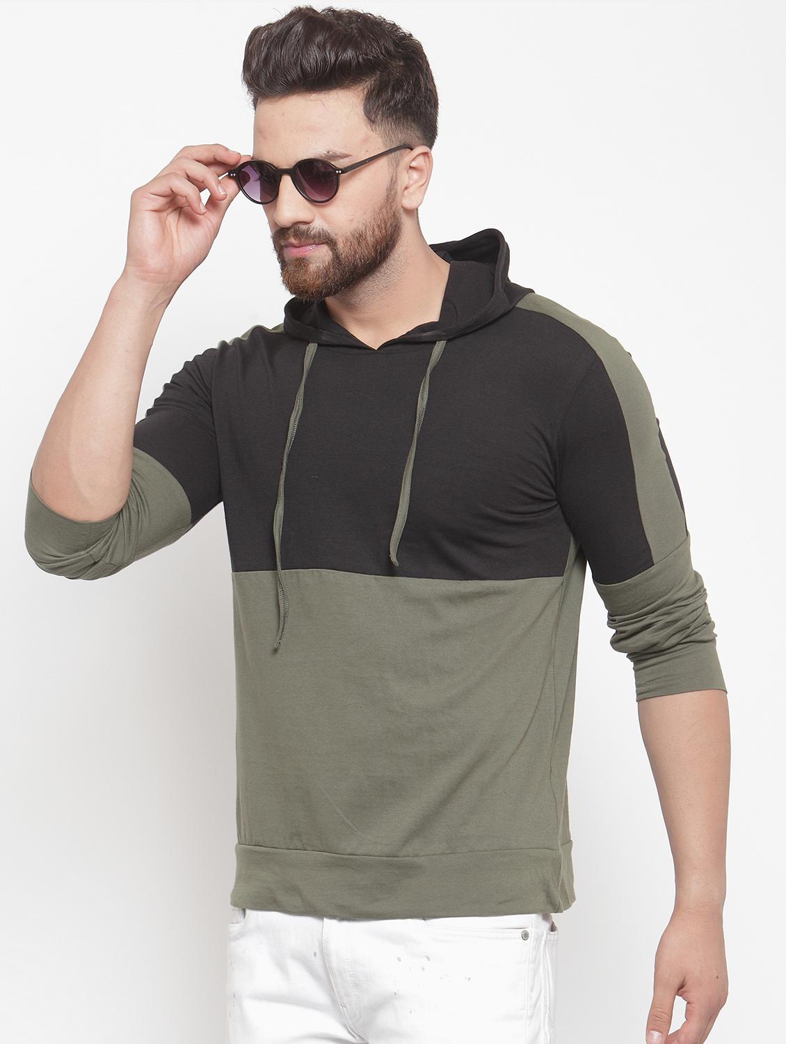 olive green color block sweatshirt - 16567851 - Zoom Image - 0