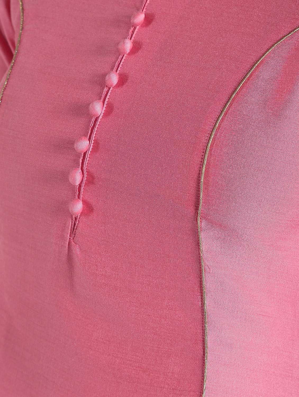 piping detailed silk flared kurta - 16568794 -  Standard Image - 5