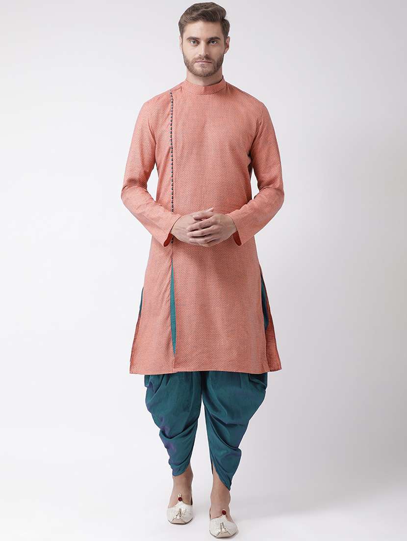 orange printed dhoti kurta set - 16569607 -  Zoom Image - 0