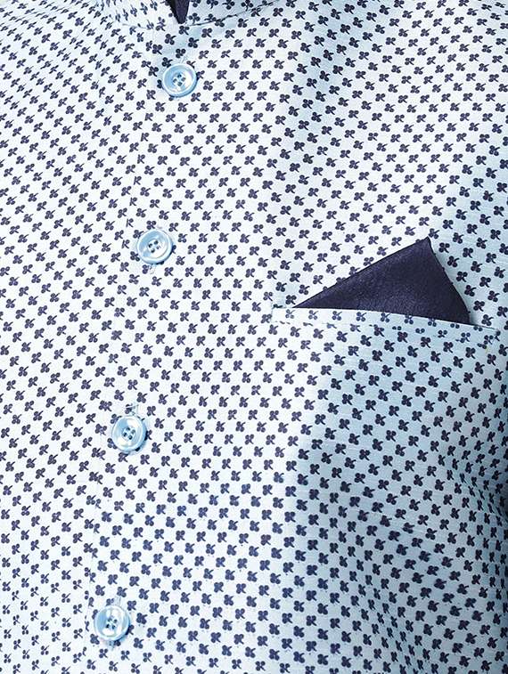 navy blue kurta pyjama set with blue printed nehru jacket - 16569658 - Standard Image - 3