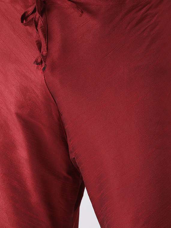 red kurta pyjama set with pink printed nehru jacket - 16569672 - Standard Image - 3