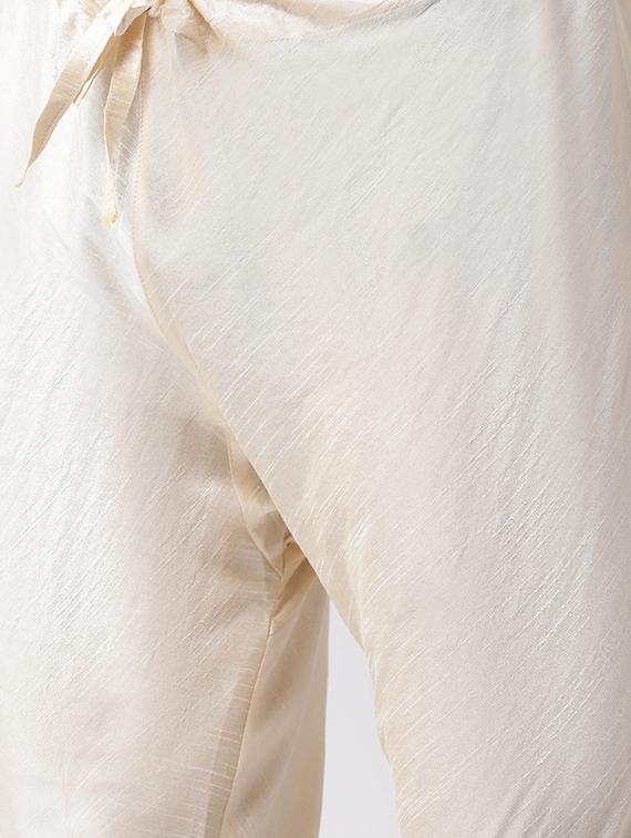white kurta pyjama set with green jacquard nehru jacket - 16569691 - Standard Image - 3