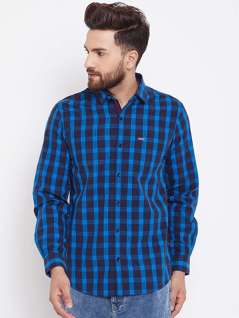 blue checkered casual shirt - 16570641 - Zoom Image - 0