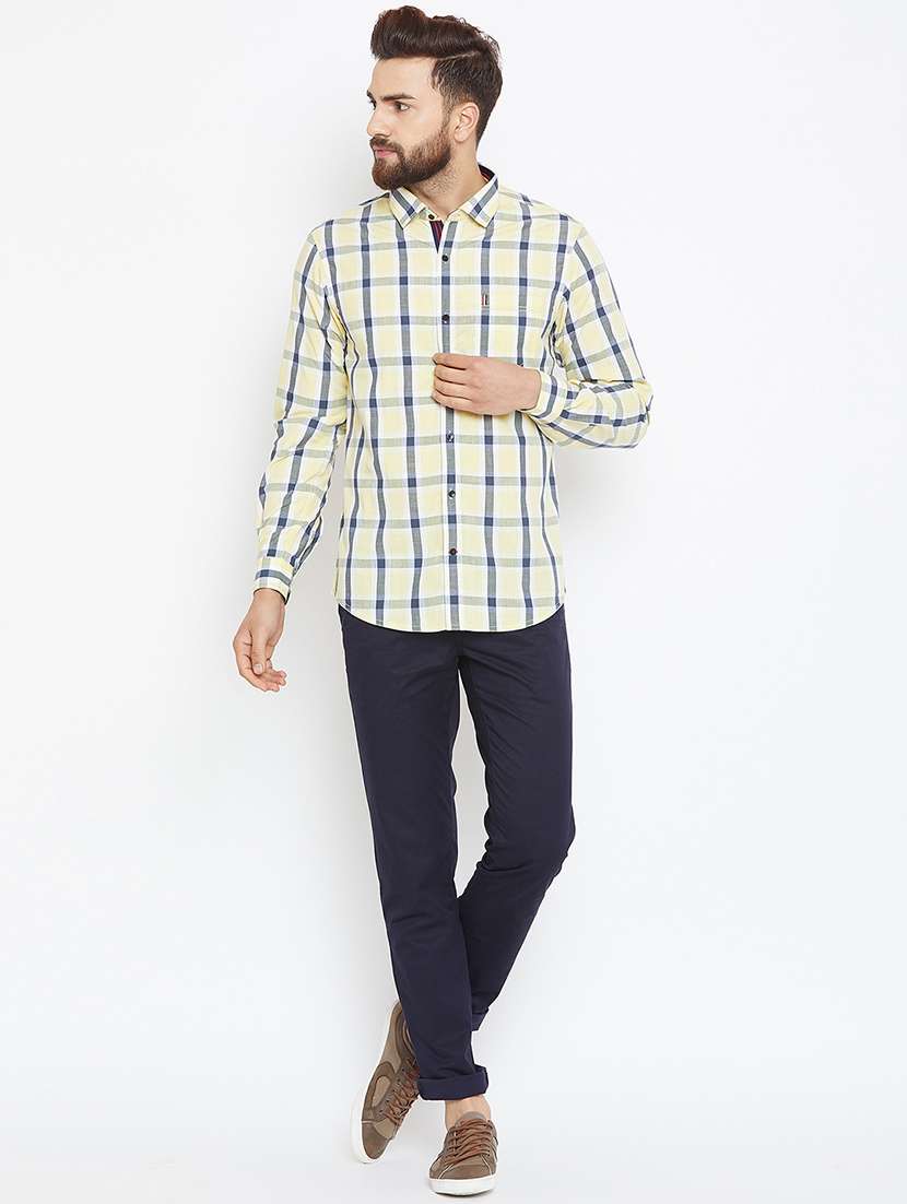 yellow checkered casual shirt - 16570655 -  Standard Image - 3