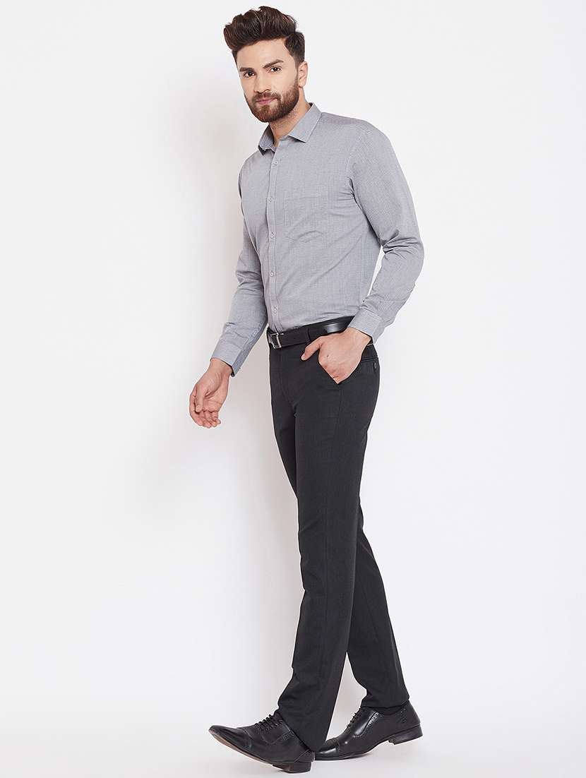 grey self design formal shirt - 16570675 -  Standard Image - 3