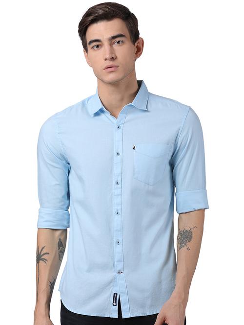 light blue solid casual shirt - 16571313 - Standard Image - 0