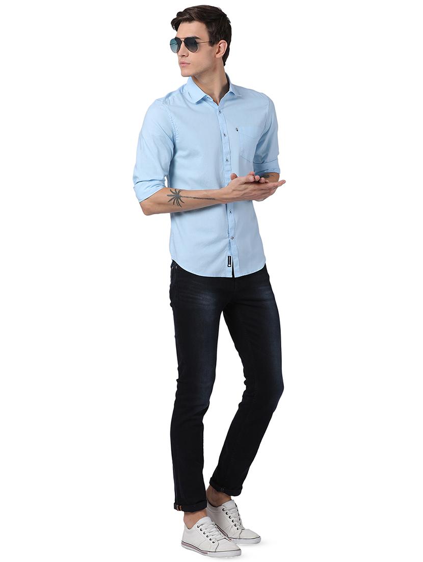 light blue solid casual shirt - 16571313 - Standard Image - 3