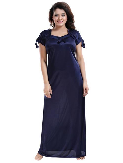 square neck solid nighty - 16571601 - Standard Image - 0