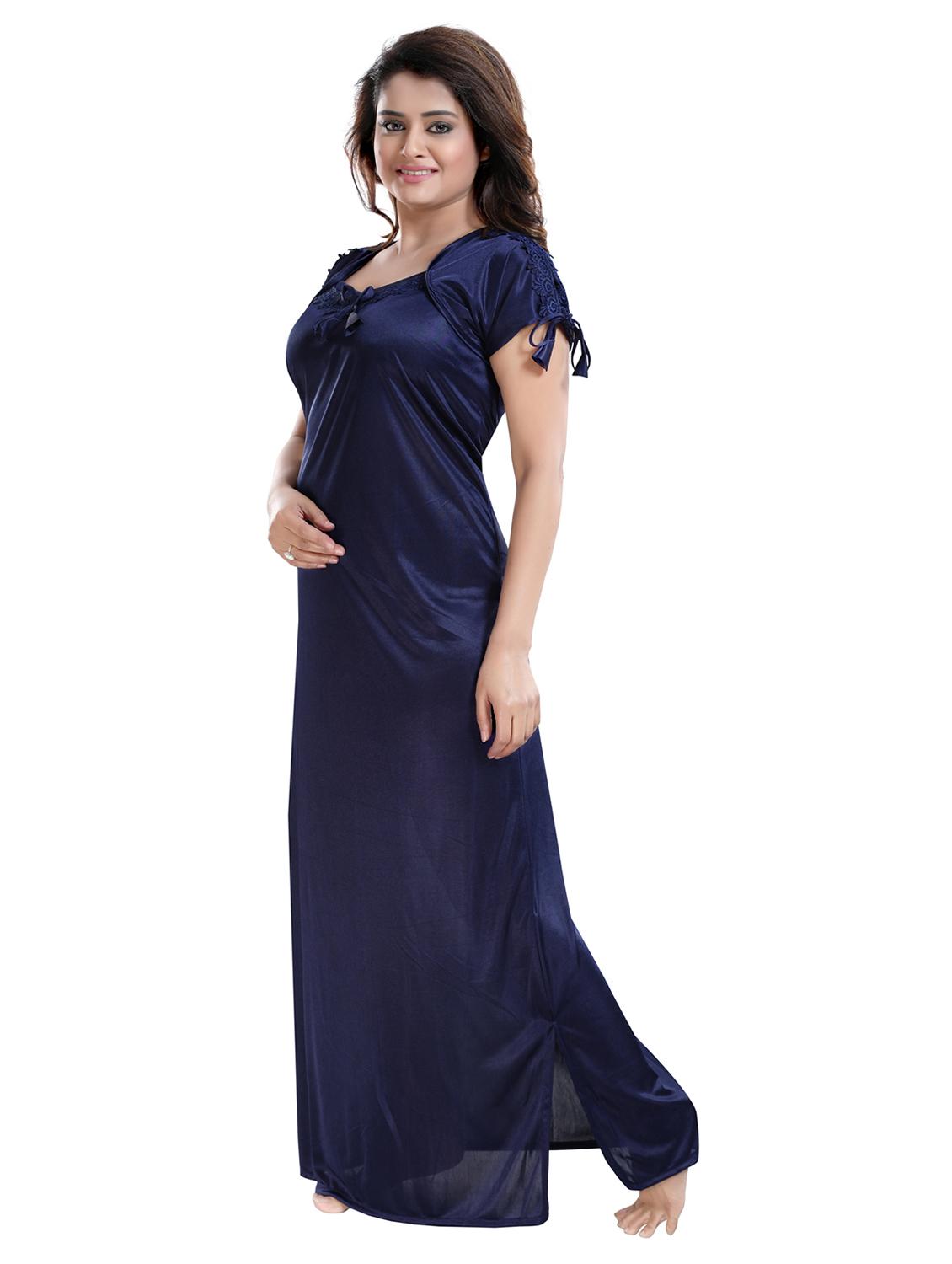square neck solid nighty - 16571601 - Standard Image - 3