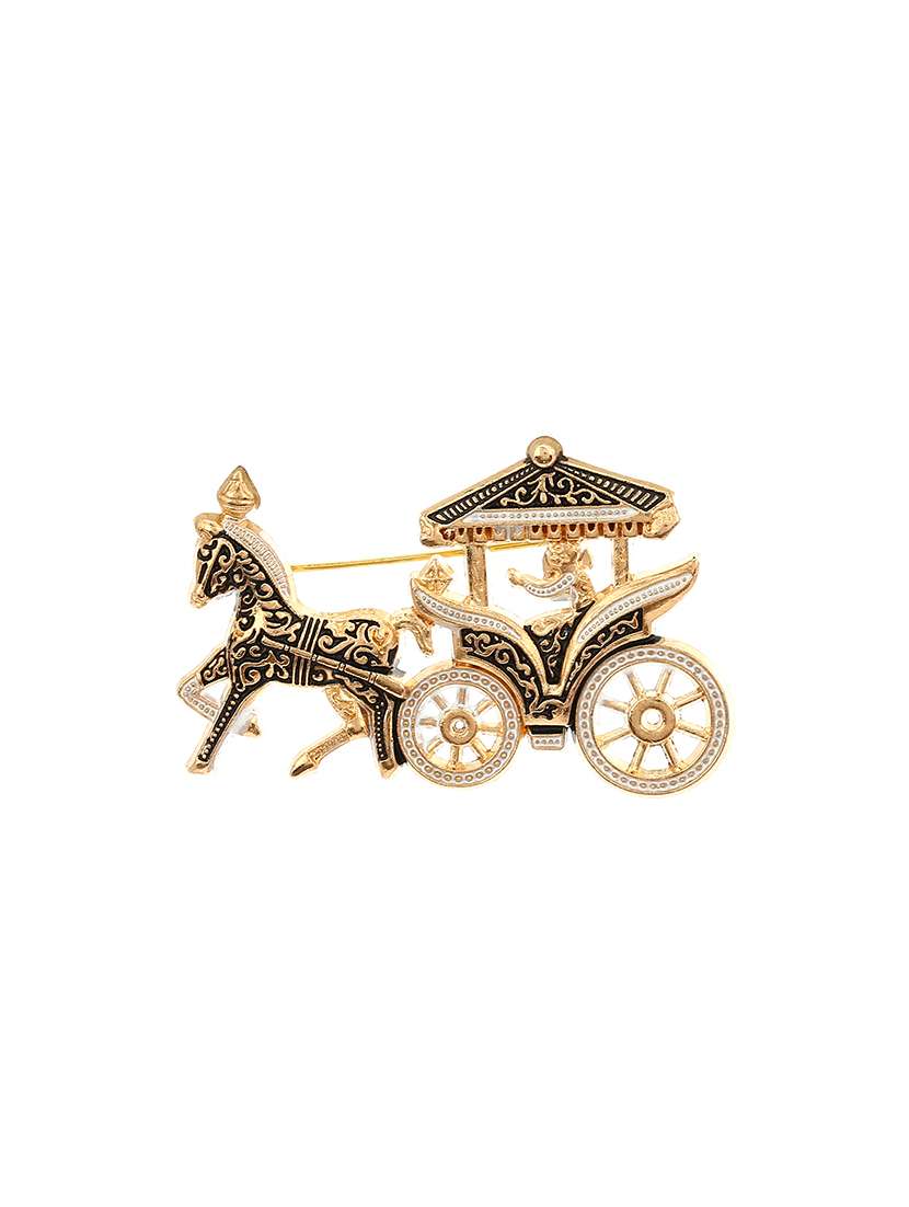 black gold tone brooch