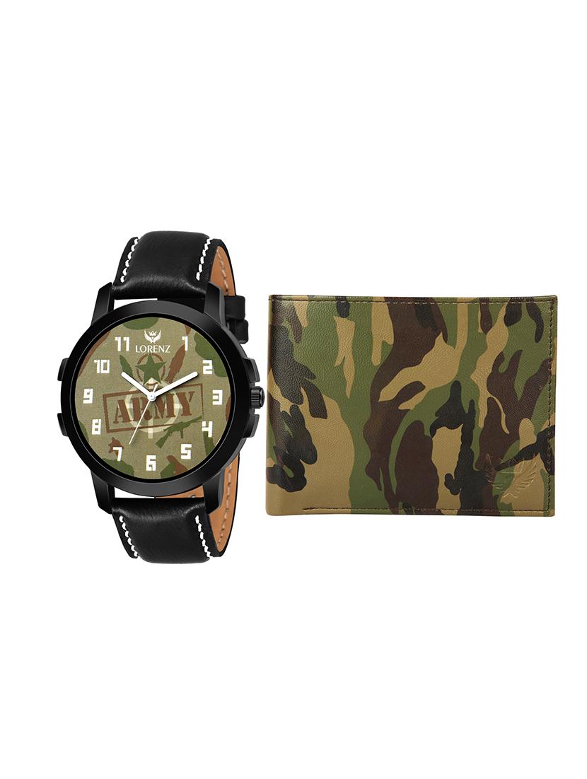 lorenz army design men's watch & army design wallet combo for men (combo for boys | cm-2067wl-23)