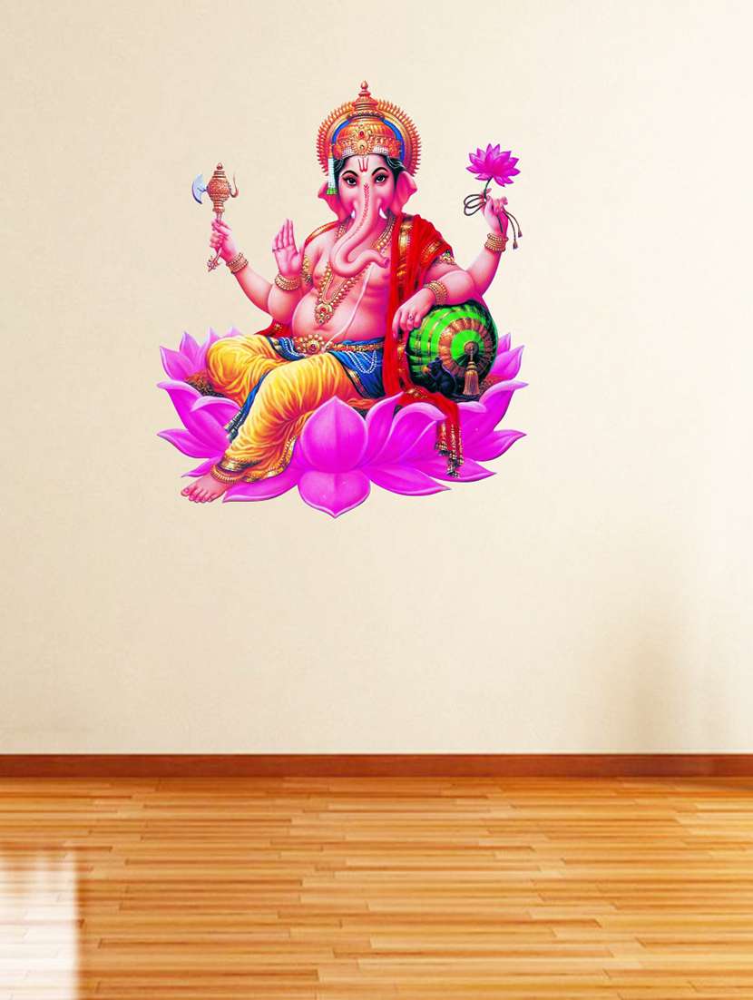   lotus ganpati wall sticker for living room 