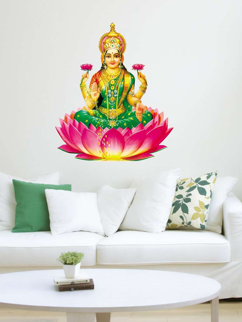  lotus laxmi ji wall sticker for living room 