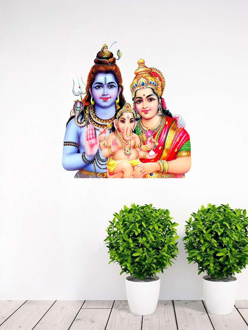   shiv parvati ganeshji wall sticker & decal  