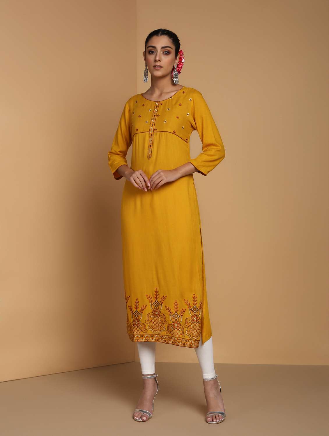 embroidered straight kurta