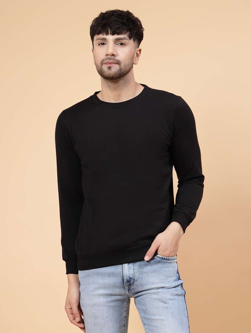 men round neck solid sweatshirt