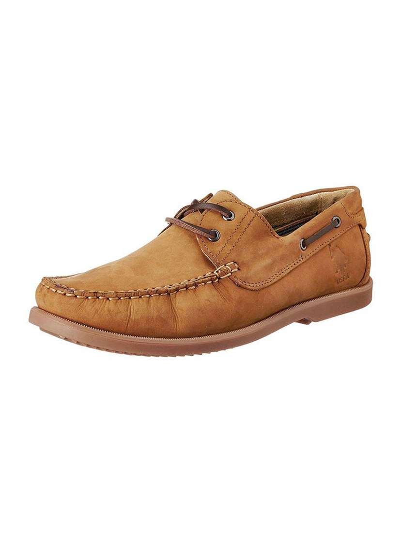Buy online Tan Leather Lace Up Boatshoes from Casual Shoes for Men
