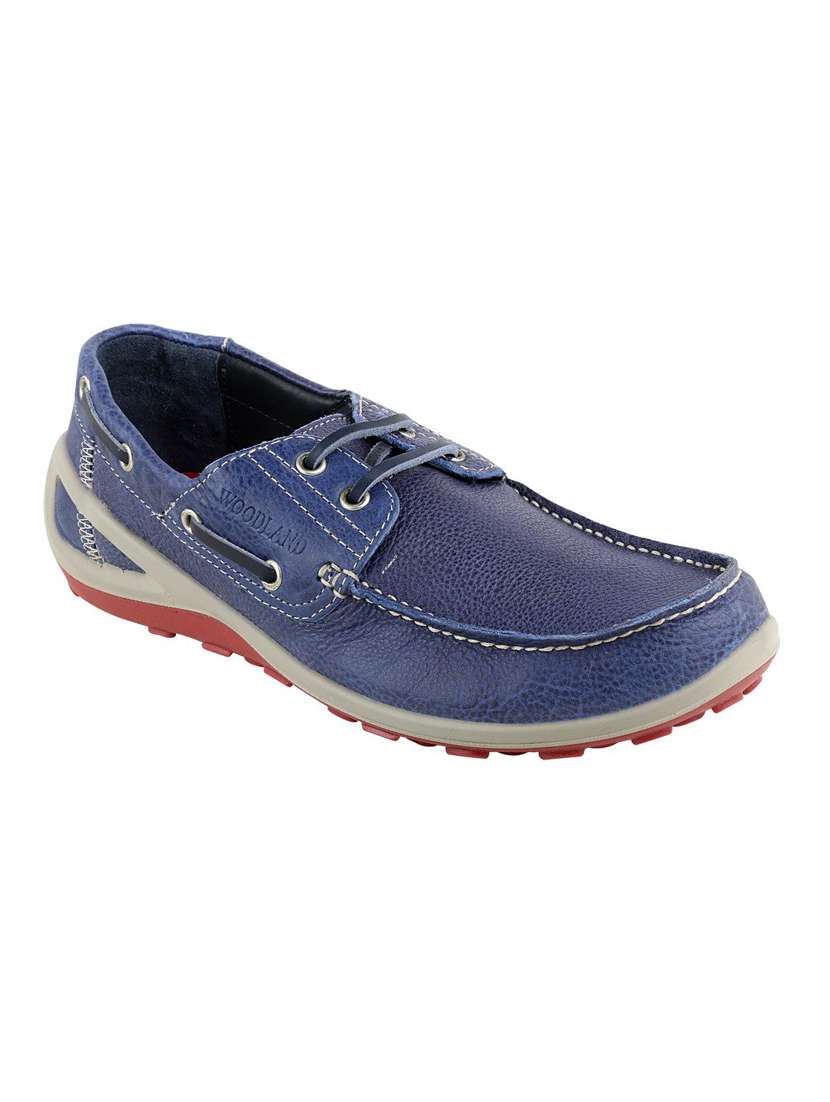 Buy online Blue Leather Lace Up Boatshoes from Casual Shoes for