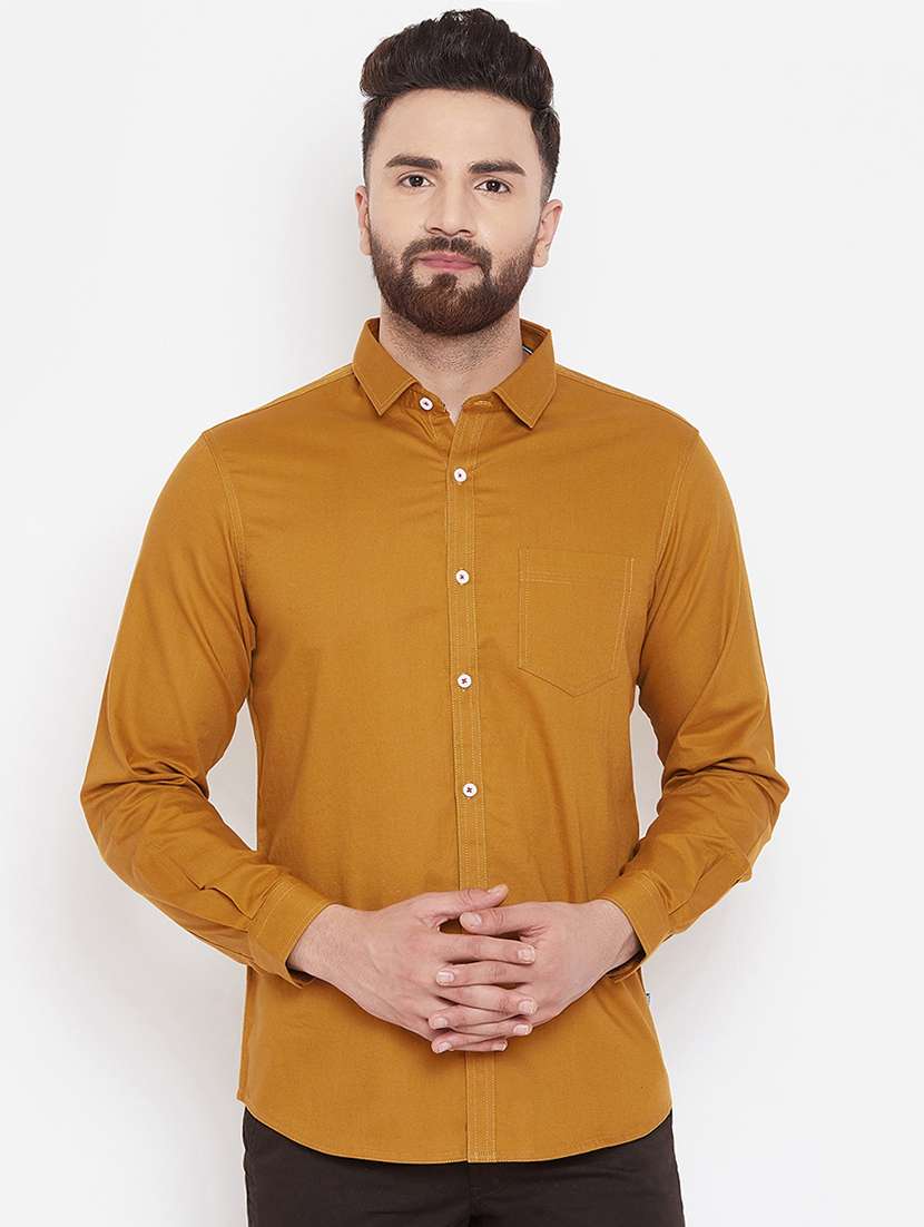 yellow solid casual shirt - 16584801 - Zoom Image - 0