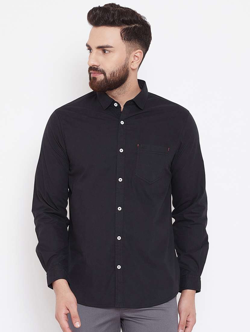 black solid casual shirt - 16584809 - Zoom Image - 0