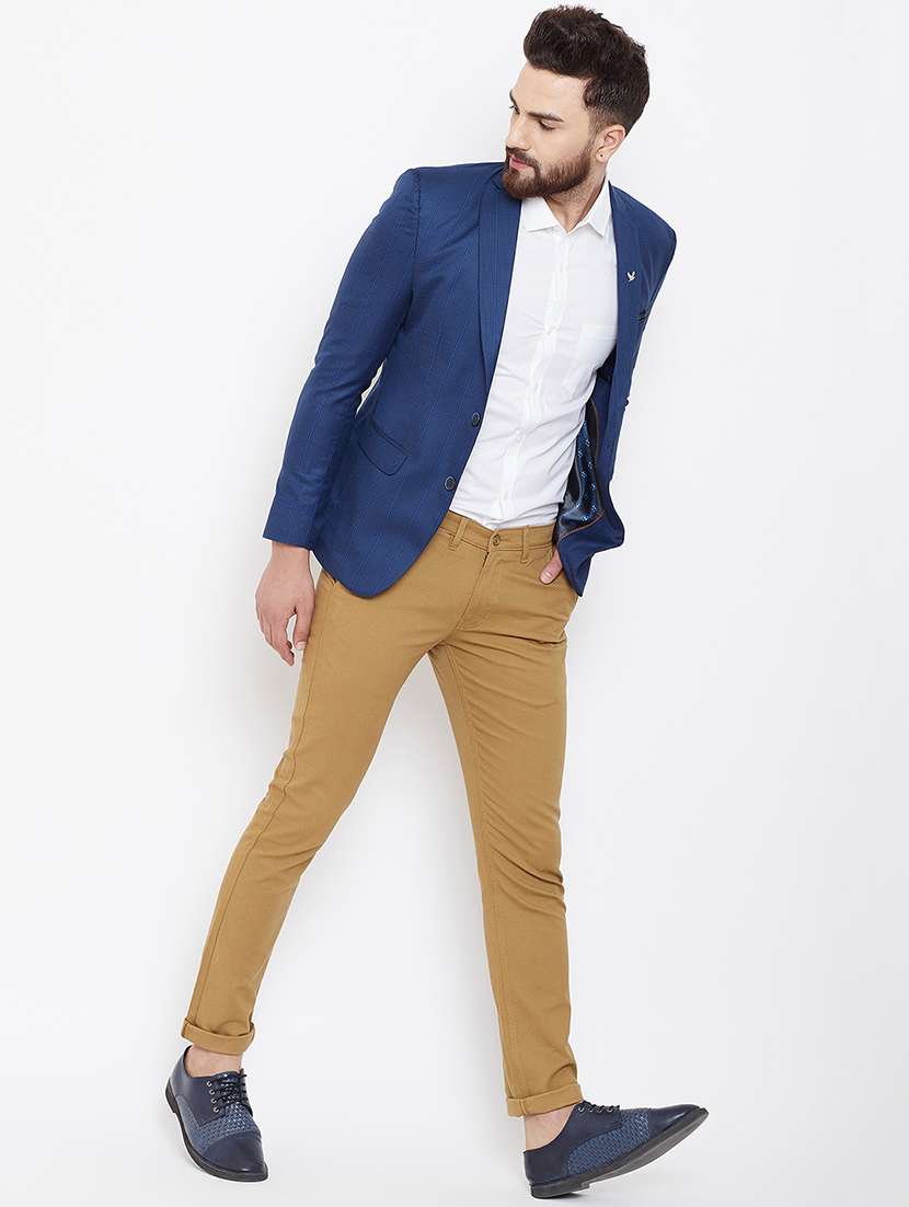 navy blue checkered single breasted casual blazer - 16584849 - Standard Image - 3