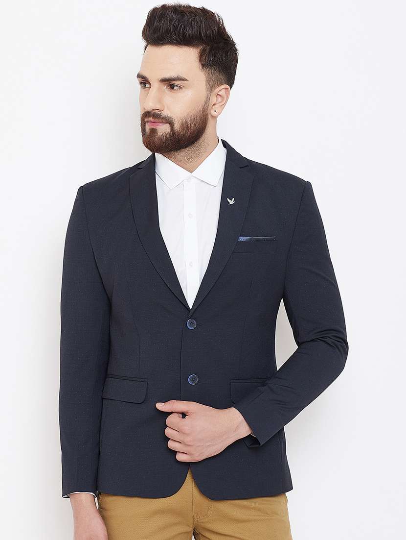 black self design single breasted casual blazer - 16584850 - Zoom Image - 0