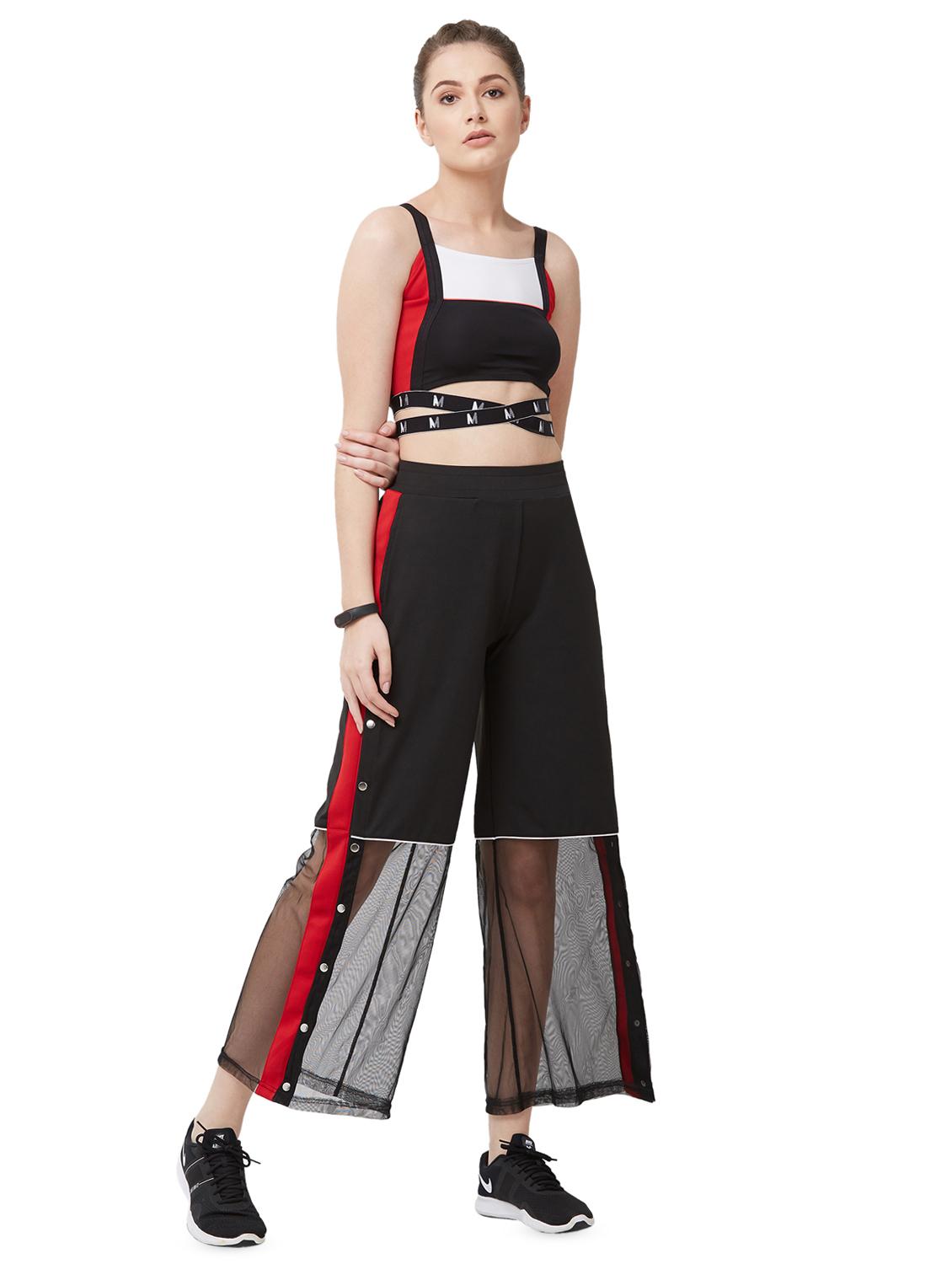 color block sheer panel trouser - 16585395 - Standard Image - 3