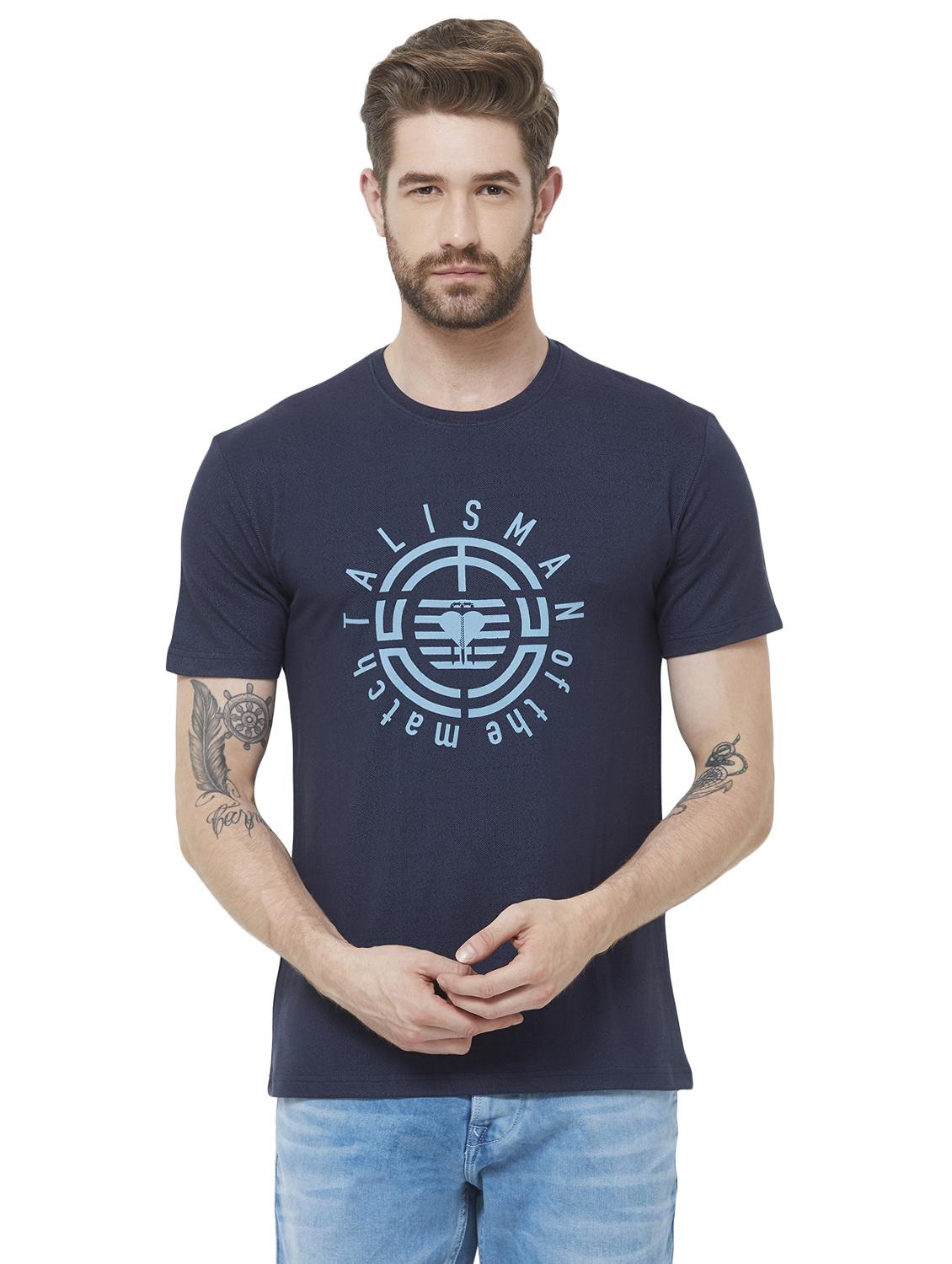 blue typographic chest print t-shirt  - 16585439 -  Zoom Image - 0