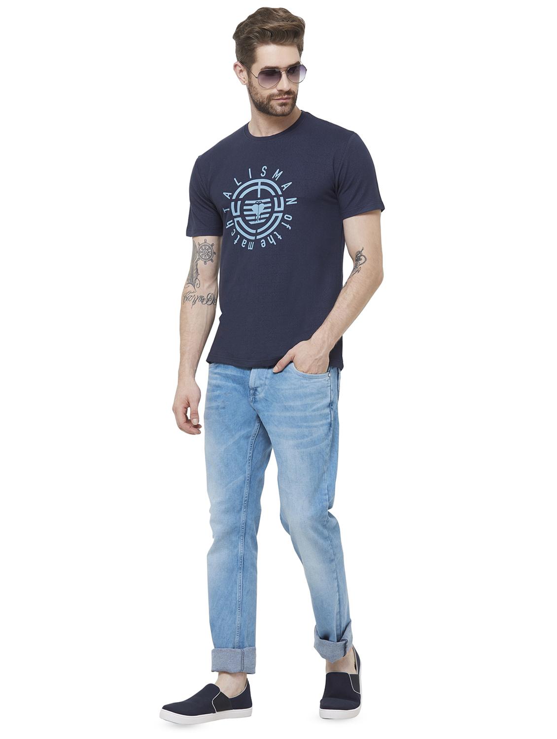 blue typographic chest print t-shirt - 16585439 - Standard Image - 3