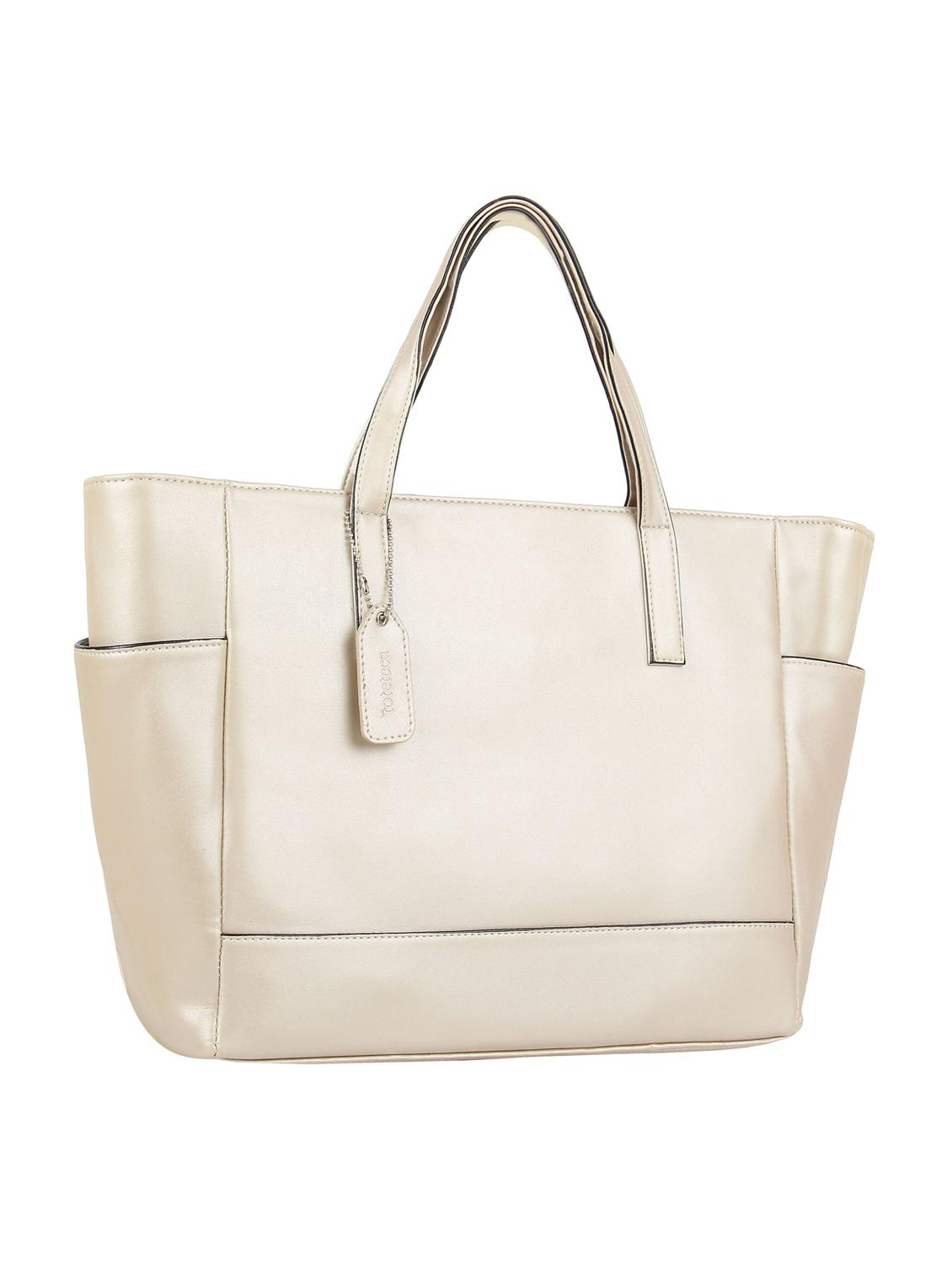 beige leatherette (pu) regular handbag - 16585724 - Standard Image - 3