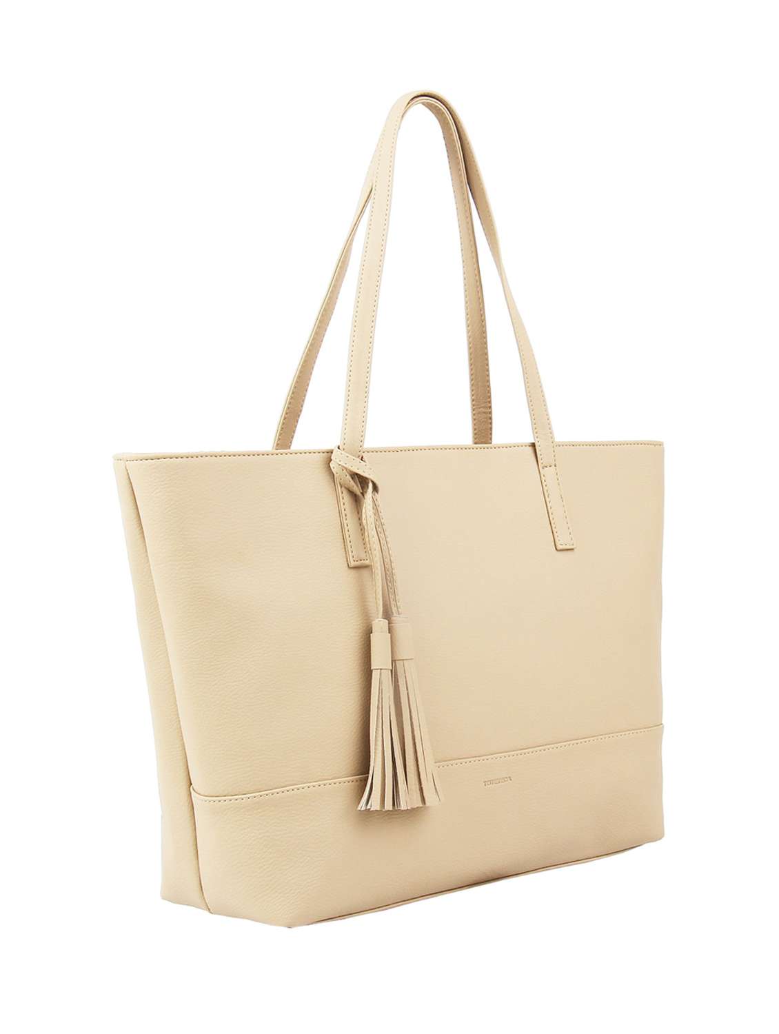 beige leatherette (pu) handbag - 16585735 -  Standard Image - 3