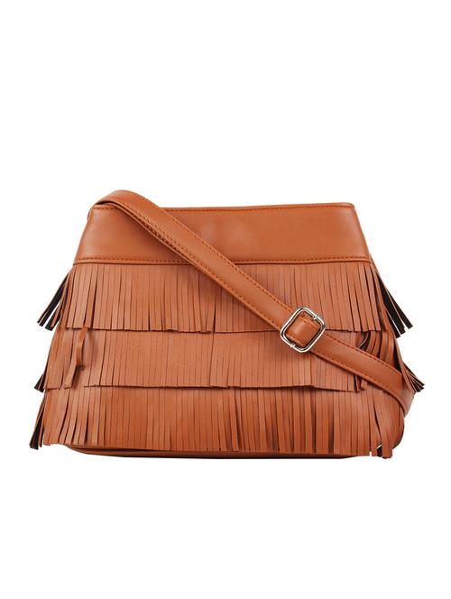 tan leatherette (pu) sling bag - 16585748 - Standard Image - 0