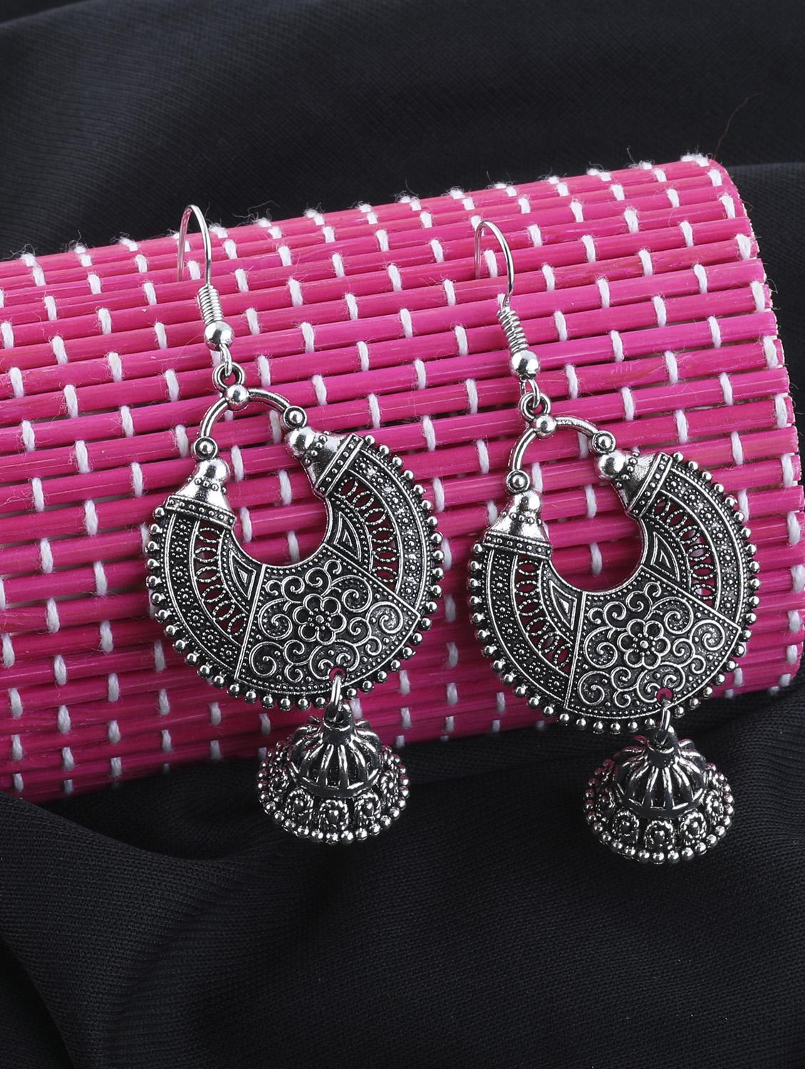 silver metal drop earring - 16585776 -  Zoom Image - 0