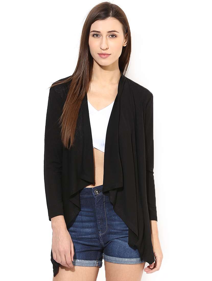 long sleeved waterfall neck shrug