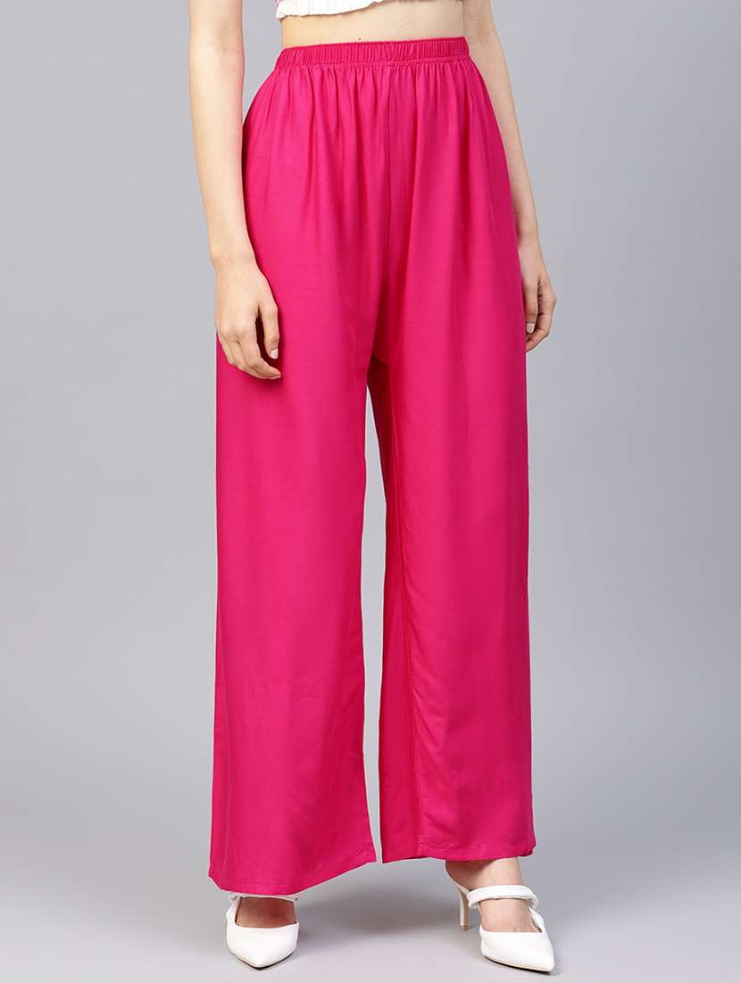 high rise solid straight palazzo