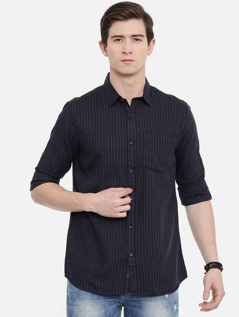 navy blue striped casual shirt - 16588998 - Zoom Image - 0