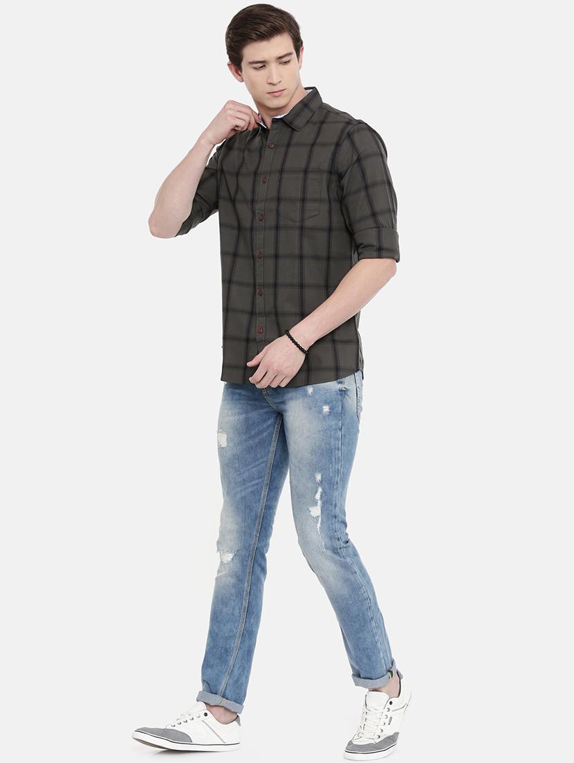 grey checkered casual shirt - 16589005 - Standard Image - 3
