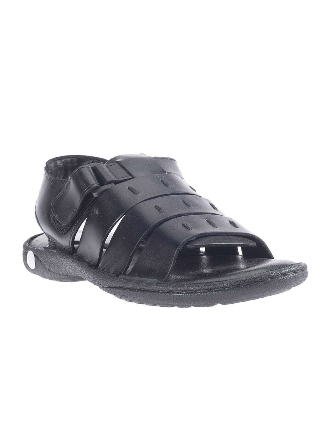 black leather back strap sandals