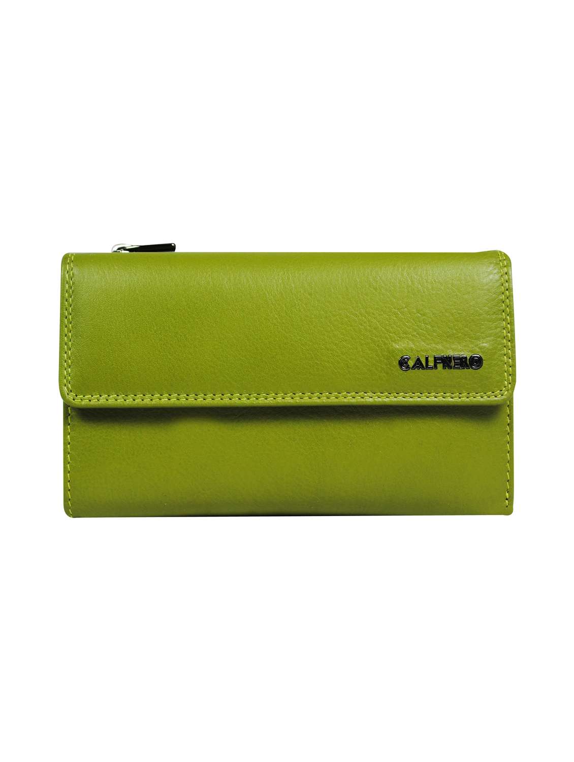 green leather wallet