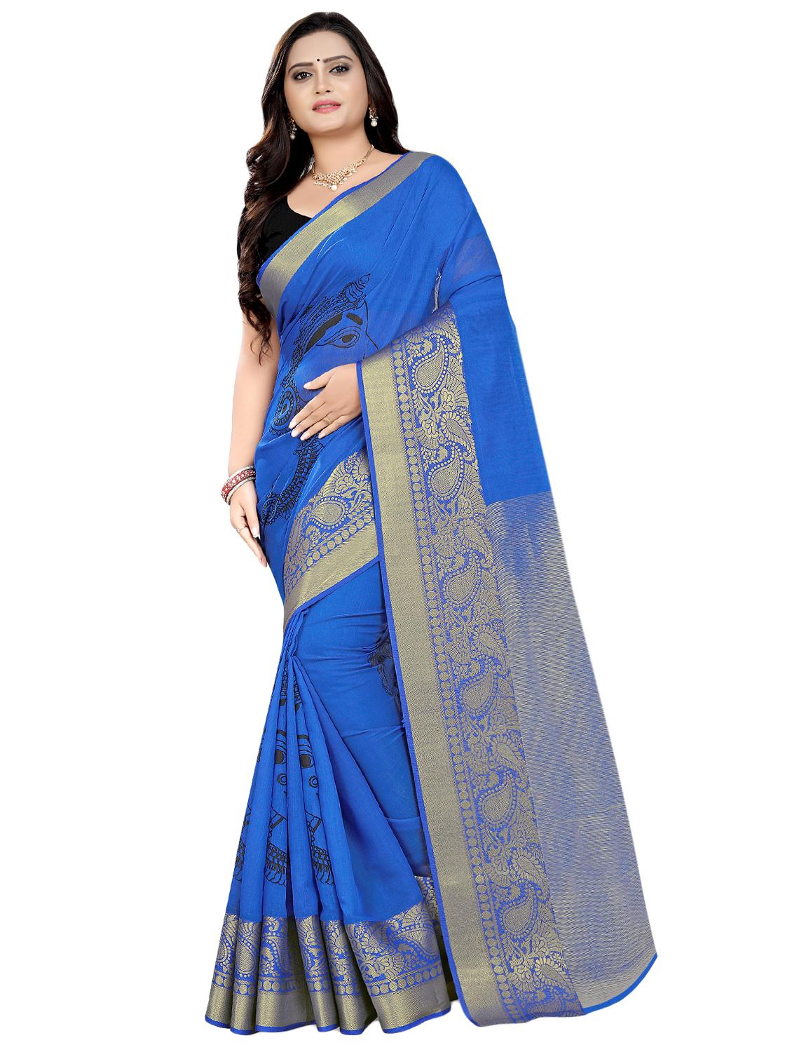 paisley printed saree with blouse - 16592199 -  Zoom Image - 0