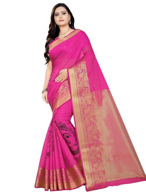 paisley printed saree with blouse - 16592202 - Standard Image - 0